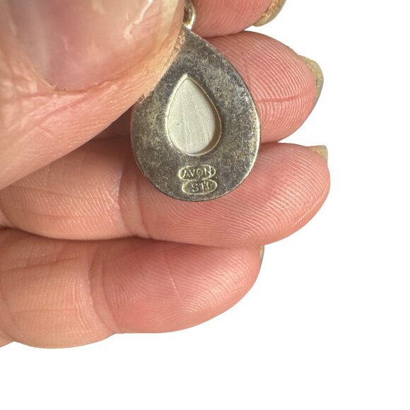 Avon Yellow Teardrop Dangle Earrings Silver Tone Vintage Look Jewelry - Picture 6 of 6